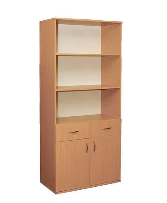 Шафа книжкова з 2 шухлядами 2-дверна, 4 полиці, з ламінованої ДСП,(ТОВ ‘’АЛМАНТ’’), 802х403х1816 мм., (380 мм внутрішній розмір).